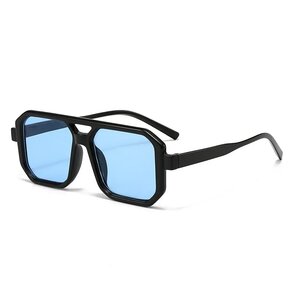 Zonnebril FESTIVAL  - UV 400 - Blauw - Glazen vierkante bril - Normaal Model - Shades - Unisex Heren  / Vrouwen - Gradient Color - Anti UV - Vintage Model - Kunststof / Polycarbonaat - Zwarte framestokjes