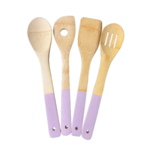 Keukengerei set BRODIE - Lichtbruin / Roze - Hout - l 30 cm - 4 stuks - Koken - Keuken - Pollepel / Spatel / Saladelepel / Opscheplepel 