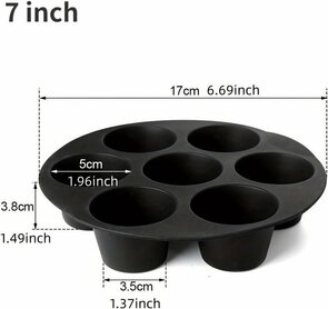 Airfryer Mini Cupcake bakvorm MUFFIE - Zwart  / Grijs -  Siliconen - 17 cm- 7 cupcakes in 1 vorm - Mini cupcakes - Muffinbakvorm - Muffinvorm - Oven / Magnetron - Assorti