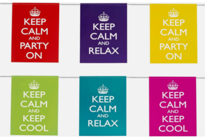 Waterproof Feest vlaggenlijn "Keep Calm And Keep Cool" - Multicolor - Karton - 3,5 meter - Feest - Party -  14 Vlaggetjes  - Slinger - Verjaardag