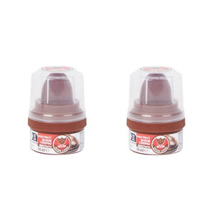 Schoenpoets met spons POETSIE - Bruin - Kunststof - 50 ml - Set van 2 - Shoeshiner - Schoensmeer -