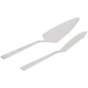  Taartserveerset - Taartschep en Mes - Zilver - RVS -  28cm  - Cake Serving Set 
