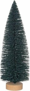 Miniatuur Decoratie Kerstboom - Groen / Glitter - Hout / Kunststof - - Ø 6 x 28 cm