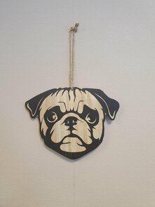Decoratieve / Schilderij honden hanger - Zwart / Bruin - Hout