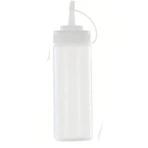 Saus Fles - Transparant / Wit - 1L - Kunststof - Knijpfles 