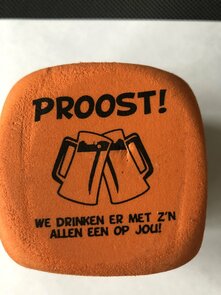 Bierdobbelsteen XL - Bierspel dobbelsteen - Oranje - Kunststof - 6,5 x 6,5 cm - XL Beer Dice - Vrijmibo