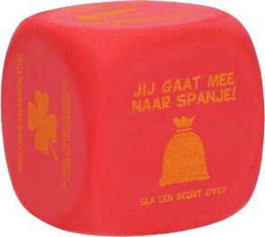 Dobbelspel Sinterklaas dobbelsteen - Rood / Geel - Kunststof - 6,5 x 6,5 cm - Surprise 