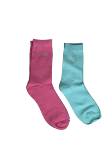 Sokken hartjes - Lichtblauw - Maat 39 / 42 - Set van 2 - Fashion Socks