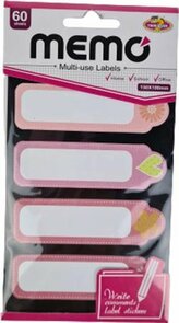 Memoblok - Zelfklevend - School / Kantoor - Wit / Roze - Papier - (6,5 x 10,5 cm)- 60 sheets