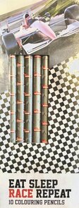 Kleurpotloden ''Eat Sleep Race Repeat - Multicolor - Hout - l 18 cm - 10 Delig