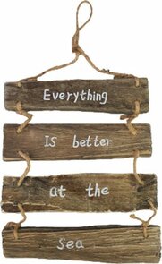 Houten hanger everything is better - Bruin / Wit - Hout - 20 x 17,5 cm