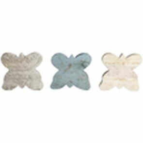 Vlinder decoratie - Wit / Multicolor - Hout - 10 x 10 cm - 3 delig