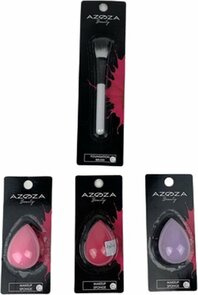Make up kwast met één make-up spons Assorti - Multicolor - Kunststof / Foam - Kwast + Spons -ons