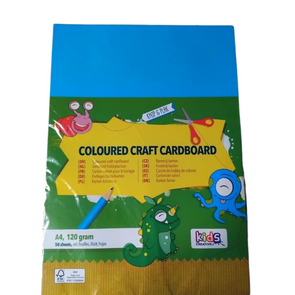 Coloured Craft Cardboard -  Gekleurd Hobbykarton - Multicolor - A4 - 120 gram - 50 vellen - 5 verschillende kleuren