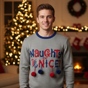 Foute kersttrui - Naughty Or Nice - Grijs - Maat M