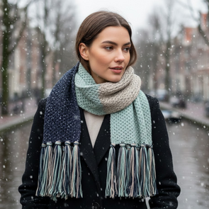 Lange Sjaal SIGRID - Blauw / Multicolor - Dames - Acryl