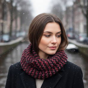 Loop Sjaal RITA - Donkerrood / Multicolor - Dames - Acryl / Polyester - Ronde sjaal