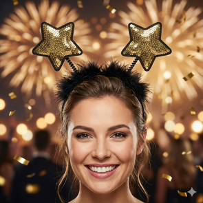 Nieuwsjaarsdiadeem  / New Years Diadeem - Oud en nieuw Diadeem - Zwart / Goud - sterren 