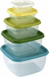 Vershouddozen set - Blauw / Groen / Wit - Kunststof - Set van 5 - Tupperware