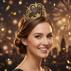 Happy New Year Kroon - Goud - Kunststof - Speelgoed - Cadeau - Kerstmis - Feestdagen