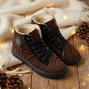 Sneakers RIHANNA zebraprint halfhoog met voering - Bruin / Zwart - Suedine - Maat 34