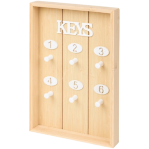 Sleutelkast KIRA - Bruin / Wit - Hout - voor 6 sleutels -  Sleutelhouder - 30 x 20 x 4 cm