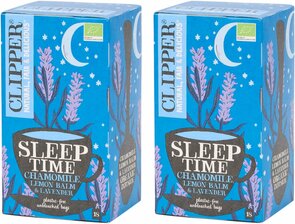 Biologische Slaap Thee - Chamomille Lemon Balm & Lavender - SLEEP TIME TEA - Blauw Pakje - 38 Theezakjes - Winterthee / Winter Tea - Kamille, Citroen & Lavendel - Clipper thee