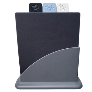 Cuttie Snijplanken set in houder - Blauw  / Zwart / Bruin - Fish / Vegetable / Meat / Bread - 3 delig - Snijplank - Koken - Keuken