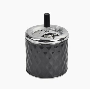 Asbak met draaideksel ABU - Antraciet / Zilver - Metaal / Kunststof - ø 11 x 15 cm