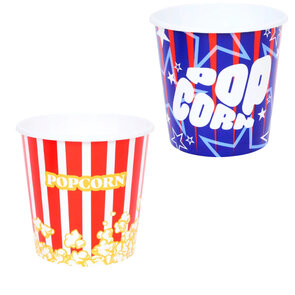 Popcorn bak herbruikbaar MOVIE TIME - Multicolor - Kunststof - 17 x 17 x 14 cm - Assorti - Set van 2 - Popcorn Emmer - Snackemmer