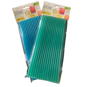 Herbruikbare Rietjes Groen of Blauw - 30 rietjes - Assorti - Diameter 6 mm / 22 cm / Vaatwasserbestendig