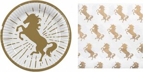 Unicorn Set - Servetten / Bordjes - Goud / Wit - Feest - Verjaardag