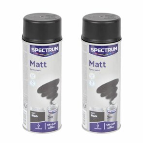 Spuitbusverf Mat Zwart - Meubelspray - Lakspray - Heat Resistant - Spuitverf - Sneldrogend - Acrylaat lak - Set van 2 (2x 400 ml)