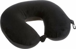 Travel Pillow - Zwart - Zachte Velvet Stof - Reiskussen - Compact & Lichtgewicht - Nekkussen - Met Sluiting - Ergonomisch Ontwerp - Comfort Travel Pillow