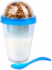 Yoghurt beker to go RIANNE - Blauw - Kunststof - Ø8 x H16 cm