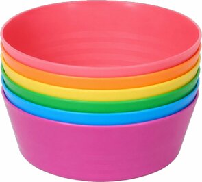 Kinder snack bakjes REGGIE - Multicolor- Kommen - Ø12 cm - 6 stuks - Camping - Feest - Multicolor - Kunststof