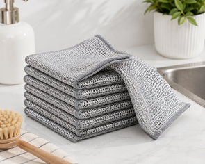 SteelSoft Draadvaatdoek RVS - Zilver - Staal – Set van 10 – 20 x 20 cm - vaatdoek - draadvaatdoek - scoonmaakdoek - afwasdoek