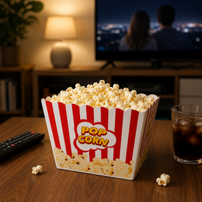 Popcorn bak herbruikbaar MOVIE TIME - Multicolor - Kunststof - 17 x 12,5 x 11 cm - Assorti - Set van 2 - Popcorn Emmer - Snackemmer