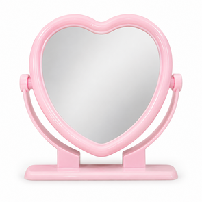  Spiegel HEARTY - Roze Kinder spiegel - Kunststof - 15 cm - My first mirror - Kinder Spiegel Hartvorm – Make-up Spiegel – Schattige Tafels Spiegel voor Meisjes