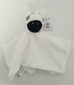 Pluche knuffeldoekje - Zebra BOBI - Zwart / wit - 24 cm 