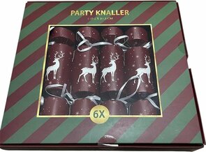 Kerstcrackers - Party Knaller - Kerst - Kerstversiering - Tafeldecoratie - Set van 6 rood rendier