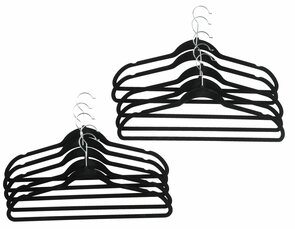 Fluwelen kledinghangers met broeklat DIVA - Zwart - Set van 10