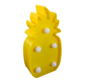 Mini LED Ananas lampje met 5 led lampjes - Geel - Kunststof - 6.5 x 2.5 x 12 cm