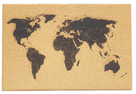 Wereldkaart prikbord met punaises - Bruin / Zwart - Kurk - 60 x 40 cm Wereldkaart prikbord met punaises - Bruin / Zwart - Kurk - 60 x 40 cm