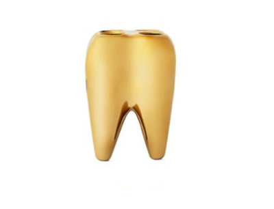 Tandenborstelhouder YVONNE - Goud - Keramiek - 7.5 x 7.5 x 11 cm Tandenborstelhouder YVONNE - Goud - Keramiek - 7.5 x 7.5 x 11 cm