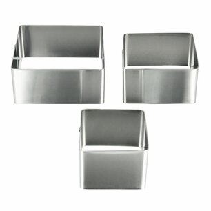 Metaltex vierkante kookringen - Zilver - 6/8/10 cm - RVS - Set van 3 Metaltex vierkante kookringen - Zilver - 6/8/10 cm - RVS - Set van 3