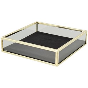 Decoratie tray / dienblad met velvet KENZO - Goud / Zwart - 15 x 15 x 3.7 cm - Maat S Decoratie tray / dienblad met velvet KENZO - Goud / Zwart - 15 x 15 x 3.7 cm - Maat S