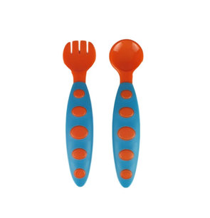 Baby bestekset - Blauw / Oranje - Kunststof Baby bestekset - Blauw / Oranje - Kunststof
