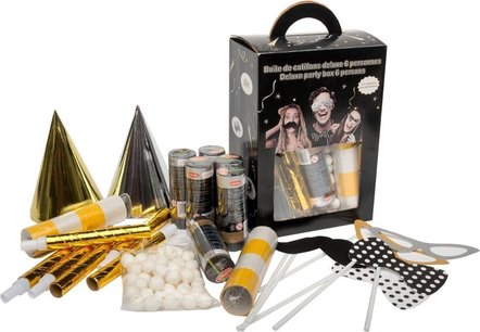 Feestpakket 6 personen goud en zilver met photobooth - Feestdecoratievoorwerp - One size" Feestpakket 6 personen goud en zilver met photobooth - Feestdecoratievoorwerp - One size"