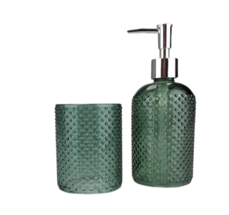 Tandenborstelhouder en zeepdispenser NOELL - Groen - Glas Tandenborstelhouder en zeepdispenser NOELL - Groen - Glas